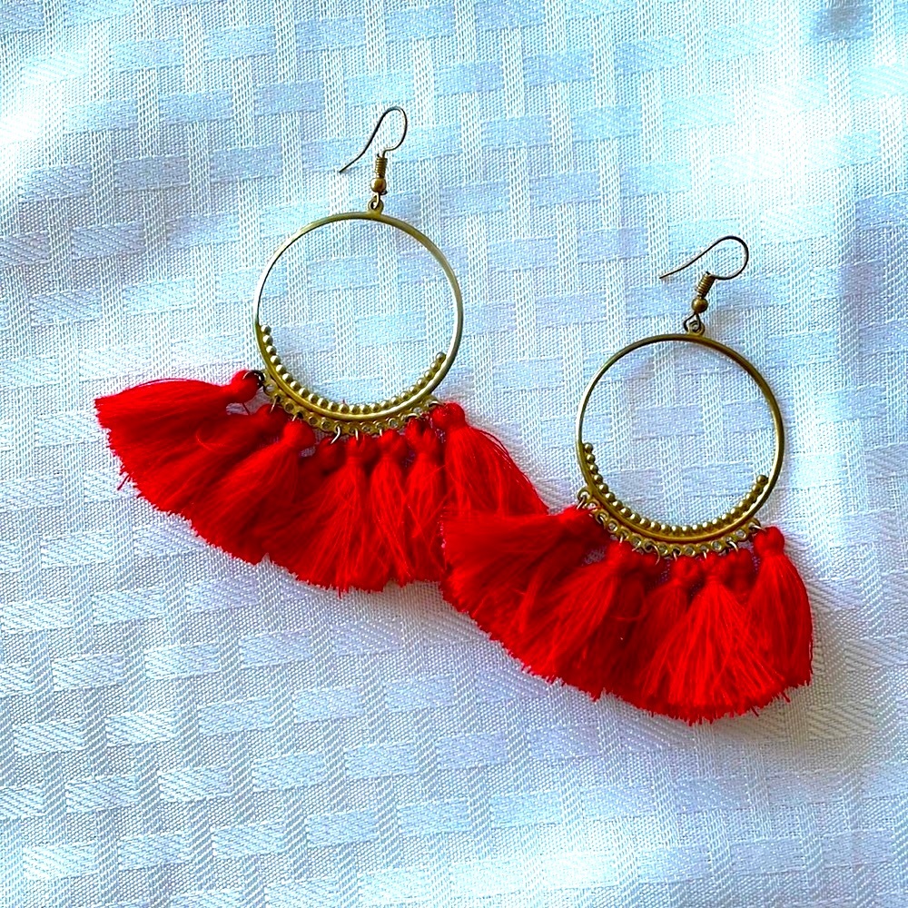 Red Tassel Earrings